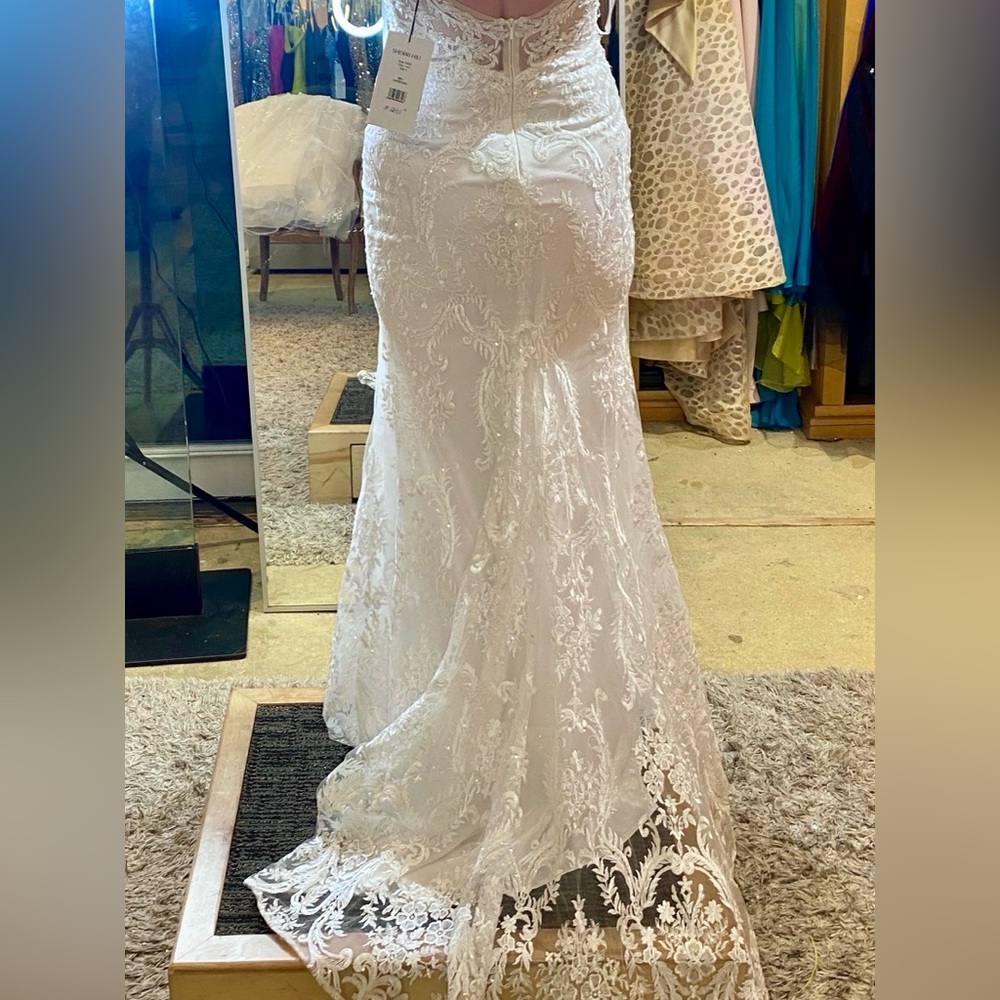 Sherri Hill 54935 Ivory Wedding Dress Sz 4 with Detachable Overskirt NWT - Picture 7 of 14